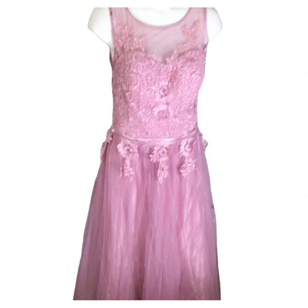 Babyonline Pink Lacey Embroidered Dress EUC size small